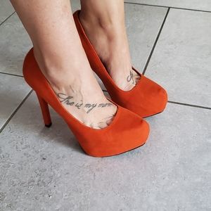 Qupid high heels orange suede new platform
